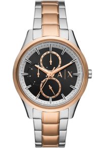 Armani Exchange Herren Multifunktionsuhr, silber, Armbanduhren, Armbanduhr, Herrenuhr, Lederarmband, analog, Tag, Wochentag