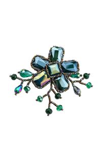 Damen Brosche "Blumenranke", grün, Collezione Alessandro, Glas, Broschen, in Blumenform
