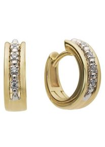 Firetti Damen Paar Creolen "Schmuck Geschenk Gold 333 Gerade", 0,06 ct P2 = erkennbare Einschlüsse, Gelbgold 333-Weißgold 333-Diamanten, gold,