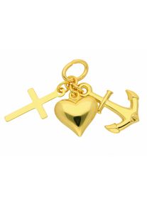 Adelia´s ADELIA ́S Damen Ketten-Anhänger "Damen Goldschmuck 585 Gold Anhänger Glaube-Liebe-Hoffnung", Gold, gold, Gold, Schmuckanhänger, 585 Gold Goldschmuck