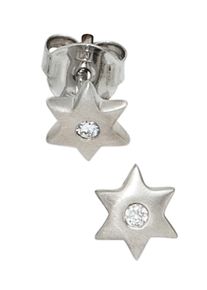 Jobo Damen Paar Ohrstecker "Stern-Ohrringe mit Zirkonia", Silber 925 (Sterlingsilber), silber, Silber 925 (Sterlingsilber), Ohrringe, 925 Silber