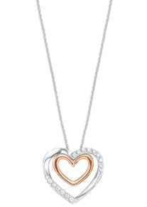 Amor Damen Kette mit Anhänger "Herzen, 2026268", Silber 925 (Sterlingsilber), L: 50cm, rosa, Silber 925 (Sterlingsilber), Halsketten, mit Zirkonia