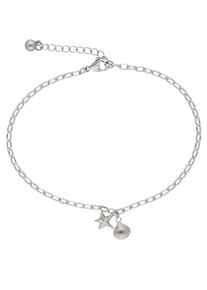 Firetti Fußkette "Schmuck Geschenk Körperschmuck Maritim Seestern+Muschel Ankerkette", Edelstahl, silber, Edelstahl, Fußkettchen