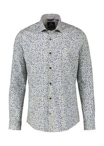 Lerros Herren Langarmhemd "Lerros Poplin-Stretchhemd mit AOP", grün, Gr. S, 97% Baumwolle; 3% Elasthan, Hemden