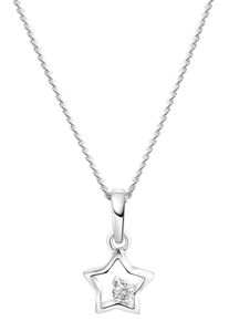 Firetti Mädchen Kette mit Anhänger "Schmuck Geschenk Silber 925 Halsschmuck Halskette Panzerkette Stern", Silber 925 (Sterlingsilber), L: 38cm B: