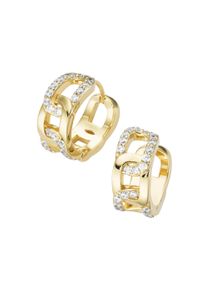 Damen Paar Creolen "mit Zirkonia, Silber 925", Silber 925 (Sterlingsilber), gold, Giorgio Martello MILANO, Silber 925 (Sterlingsilber), Ohrringe