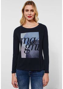 Street One Damen Print-Shirt, blau, casual, Gr. 34, bedruckt, Stoff, Obermaterial: 62% Polyester, 33% Viskose, 5% Elasthan; Einsatz: 100% Viskose,