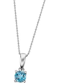 Firetti Damen Kette mit Anhänger "Schmuck Geschenk Gold 375 Gold 585 Halsschmuck Halskette Solitär", Weißgold 375, L: 45cm B: 1mm, blau, Weißgold