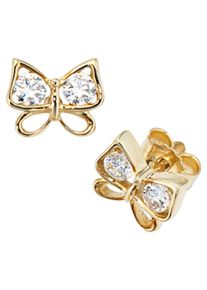 Jobo Damen Paar Ohrstecker "Schmetterling", Gelbgold 333, gold, Gelbgold 333, Ohrringe, 333 Gold mit 4 Zirkonia