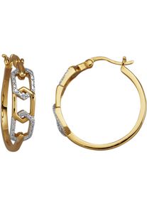 Firetti Damen Paar Creolen "Schmuck Geschenk Silber 925 Ohrschmuck Ohrringe Kette Bicolor", 0,02 ct P3 = leicht erkennbare Einschlüsse, Silber 925