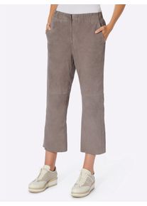 Heine Damen Lederhose, grau, Gr. 38, unifarben, 100% Ziegenvelours, Hosen