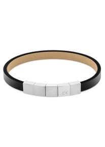 Calvin Klein Herren Lederarmband "Schmuck Edelstahl Armschmuck Lederarmband SQUARES", Leder-Edelstahl, silber, Leder, Edelstahl, Armbänder