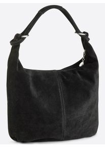 Heine Damen Beuteltasche, schwarz, Leder, unifarben, Taschen