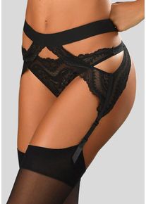 Damen Strapsgürtel, Petite Fleur Gold, Gr. 32, schwarz, Spitze, Obermaterial: 90% Polyamid, 10% Elasthan, Strumpfhalter, mit eleganter Spitze, sexy