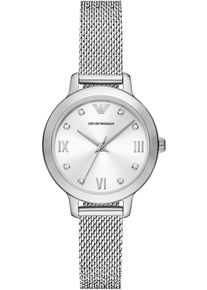 Emporio Armani Damen Quarzuhr, silber, Armbanduhren, Armbanduhr, Damenuhr, analog, Edelstahlarmband