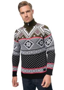 Rusty Neal Herren Strickpullover, schwarz, casual, Gr. L, mehrfarbig, unifarben, 70% Polyacryl, 30% Baumwolle, Pullover, mit winterlichem Muster