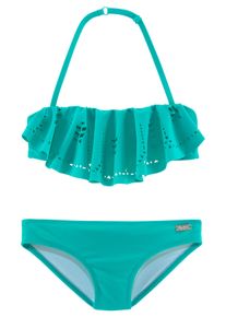 Buffalo Kinder Bandeau-Bikini, blau, Gr. 122, unifarben, Polyamid, Bikini-Sets, mit modischem Volant