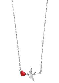 Herzengel Mädchen Kette mit Anhänger "Herz und Schwalbe, HEN-REDHEART", Silber 925 (Sterlingsilber), L: 42cm, bunt, Silber 925 (Sterlingsilber),
