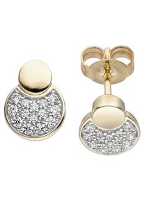 Jobo Damen Paar Ohrstecker, Gelbgold 333, gold, Gelbgold 333, Ohrringe, 333 Gold mit 28 Zirkonia