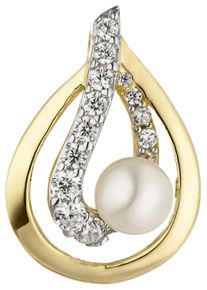 Jobo Damen Perlen-Anhänger "Anhänger mit Perle", Gelbgold 375-Perlen, gelb, Gelbgold 375, Perlen, Schmuckanhänger, 375 Gold mit Süßwasser-Zuchtperle