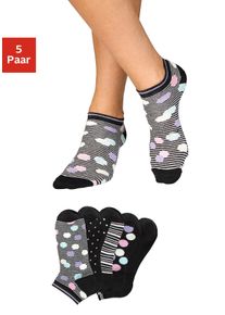Bench. Damen Sneakersocken, Gr. 35, schwarz, Polyamid, Baumwolle, Elasthan, gestreift, gepunktet, unifarben, Socken, gestreift und gepunktet