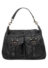 Samantha Look Damen Umhängetasche, schwarz, Leder, vintage, Taschen, echt Leder, Made in Italy