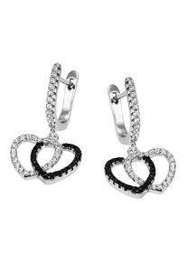 Firetti Damen Paar Creolen "Schmuck Geschenk Silber 925 Herzen", Silber 925 (Sterlingsilber), weiß, Silber 925 (Sterlingsilber), Ohrringe, mit