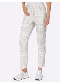 Heine Damen Webhose, weiß, Gr. 48, gemustert, kariert, 98% Baumwolle, 2% Elasthan, Hosen
