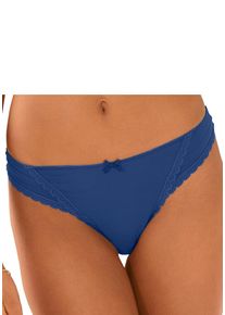 s.Oliver Damen String "Camille", Gr. 36, blau, Microtouch, Obermaterial: 85% Polyamid, 15% Elasthan, Unterhosen, mit feiner Spitzenborte