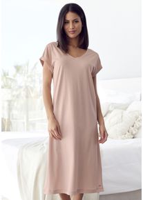 Lascana Damen Nachthemd, Gr. 32, rosa, Single Jersey, Obermaterial: 50% Baumwolle, 50% Viskose, unifarben, feminin, Kleider, mit Seitenschlitzen