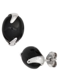 Jobo Damen Paar Ohrstecker, Silber 925 (Sterlingsilber), silber, Silber 925 (Sterlingsilber), Ohrringe, 925 Silber mit Onyx