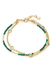 Leonardo Damen Armband "Valea, 021768", Edelstahl, gold, Edelstahl, Armbänder, mit Malachit - mit Glasperle