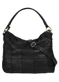 Samantha Look Damen Shopper, schwarz, Leder, unifarben, leicht glänzend, Taschen, echt Leder, Made in Italy