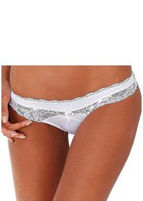 Lascana Damen String, Gr. 32, weiß, Microtouch, Spitze, Obermaterial: 90% Polyamid, 10% Elasthan, Unterhosen, mit abnehmbaren Strapsen