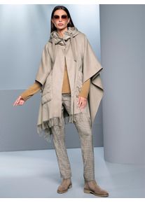 Heine Damen Kurzmantel, beige, Gr. 2, unifarben, unifarben mit Farbeinsatz, unifarben mit Farbeinsätzen, 80% Polyester, 20% Wolle, Besatz:100%