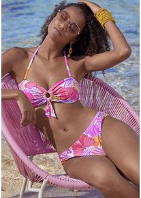 Sunseeker Damen Bandeau-Bikini-Top, lila, Gr. 34, bedruckt, Microfaser, Polyamid, Bikini-Oberteile, mit Zierring