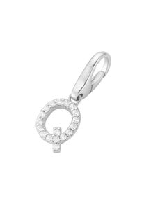 Damen Charm Buchstabe "Buchstabe Q, Zirkonia Steine, Silber 925", weiß, Giorgio Martello MILANO, Silber 925 (Sterlingsilber), Charms