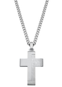 s.Oliver Herren Kette mit Anhänger "Halskette, Kreuz, 2024253", Edelstahl, L: 50cm, silber, Edelstahl, Halsketten