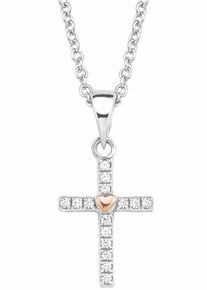 s.Oliver JUNIOR Mädchen Kette mit Anhänger "Halskette Herz Kreuz, 2018528", Silber 925 (Sterlingsilber), L: 40cm B: 1,2mm, rosa, Silber 925