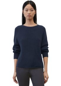 Marc O'Polo MARC O'POLO Damen Rundhalspullover, blau, casual, Gr. XS, unifarben, Strick, Obermaterial: 97% Baumwolle, 3% Elasthan, Pullover, im festem