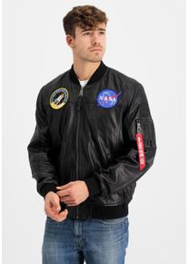 Herren Bomberjacke "Alpha Industries Men - Bomber Jackets MA-1 LW NASA Leather", schwarz, Gr. M, Alpha Industries, Obermaterial: 100% Leder, Futter: