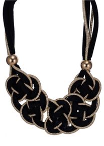 Firetti Damen Kette mit Anhänger "in Knotenoptik", Materialmix-Samt-Polyester-Perlen, L: 58cm, schwarz, Materialmix, Samt, Polyester, Perlen,