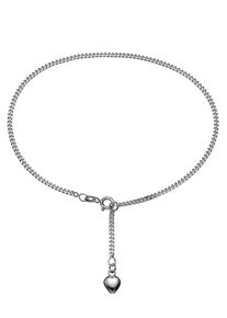 Firetti Fußkette mit Anhänger "Schmuck Geschenk Silber 925 Körperschmuck Herz Flachpanzerkette", Silber 925 (Sterlingsilber), silber, Silber 925