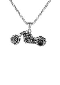 Firetti Herren Kette mit Anhänger "Schmuck Geschenk Motorrad, strukturiert, teilweise geschwärzt", Edelstahl, L: 55cm B: 3mm, silber, Edelstahl,