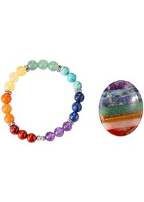Firetti Damen Schmuckset "Multipack Schmuck Geschenk Armband Daumenstein Chakra Edelsteine", bunt, Messing, Schmuck-Sets, Made in Germany - mit