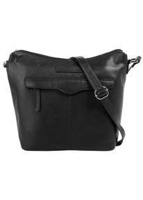 Bruno Banani Damen Umhängetasche, schwarz, Leder, unifarben, Taschen, echt Leder