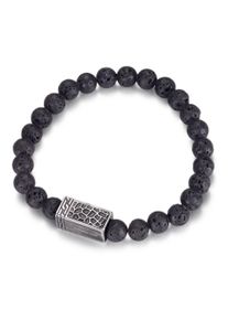 Firetti Herren Armband "Schmuck Geschenk Armschmuck Armkette Edelstein Lavastein", Edelstahl-Nylon, schwarz, Edelstahl, Nylon, Armbänder, mit