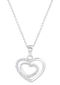 Firetti Damen Kette mit Anhänger "Schmuck Geschenk Silber 925 Halsschmuck Halskette Ankerkette Herz", Silber 925 (Sterlingsilber), L: 45cm B: 1mm,