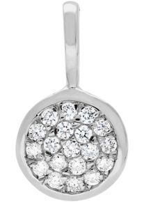 Firetti Damen Ketten-Anhänger "Schmuck Geschenk Gold 585 Halsschmuck Anhänger Halskette Kreis rund", 0,15 ct SI = kleine Einschlüsse, Weißgold
