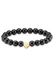 Firetti Armband "Schmuck Geschenk Herz Element, Steinarmband, Partnerarmband", Edelstahl, schwarz, Edelstahl, Polyester, Armbänder, Made in Germany -